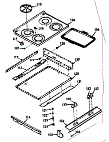 Main Top Section parts for Kenmore Range 103.7267310 (1037267310, 103 7267310) from AppliancePartsPros.com