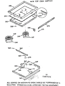 Main Top Cook Surface parts for Kenmore Range 103.9897616 (1039897616, 103 9897616) from AppliancePartsPros.com