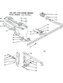 Top And Oven Burner Section parts for Kenmore Range 119.7077810 (1197077810, 119 7077810) from AppliancePartsPros.com