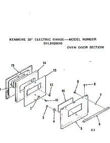 Oven Door Section parts for Kenmore Range 911.9158410 (9119158410, 911 9158410) from AppliancePartsPros.com