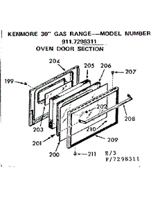 Oven Door Section parts for Kenmore Range 911.7298311 (9117298311, 911 7298311) from AppliancePartsPros.com