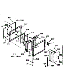 Upper Oven Door Section parts for Kenmore Range 103.9877100 (1039877100, 103 9877100) from AppliancePartsPros.com