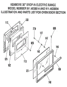 Oven Door Section parts for Kenmore Range 911.4538894 (9114538894, 911 4538894) from AppliancePartsPros.com