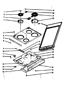 Main Top Section parts for Kenmore Range 103.9886900 (1039886900, 103 9886900) from AppliancePartsPros.com