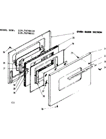 Oven Door Section parts for Kenmore Range 119.7078011 (1197078011, 119 7078011) from AppliancePartsPros.com