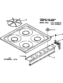 Main Top Section parts for Kenmore Range 119.7078011 (1197078011, 119 7078011) from AppliancePartsPros.com