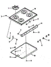 Illustration And Parts List For Main Top Section parts for Kenmore Range 911.7128610 (9117128610, 911 7128610) from AppliancePartsPros.com