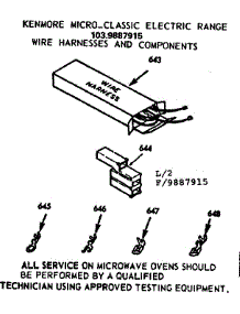 Wire Harnesses And Components parts for Kenmore Range 103.9887915 (1039887915, 103 9887915) from AppliancePartsPros.com