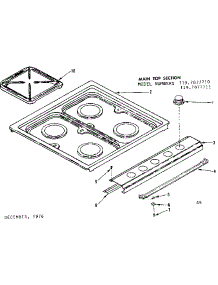 Main Top Section parts for Kenmore Range 119.7077711 (1197077711, 119 7077711) from AppliancePartsPros.com