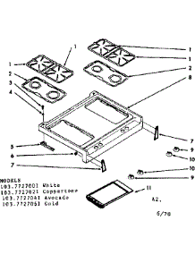 Main Top Section parts for Kenmore Range 103.7727061 (1037727061, 103 7727061) from AppliancePartsPros.com
