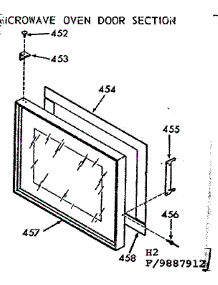 Microwave Oven Door Section parts for Kenmore Range 103.9887912 (1039887912, 103 9887912) from AppliancePartsPros.com