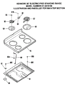 Main Top Section parts for Kenmore Range 911.6413190 (9116413190, 911 6413190) from AppliancePartsPros.com