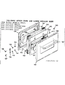 Visi-Bake Upper Oven & Lower Broiler Door parts for Kenmore Range 103.3247520 (1033247520, 103 3247520) from AppliancePartsPros.com