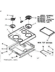 Main Top Section parts for Kenmore Range 103.9867314 (1039867314, 103 9867314) from AppliancePartsPros.com