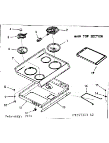 Main Top Section parts for Kenmore Range 103.9357363 (1039357363, 103 9357363) from AppliancePartsPros.com