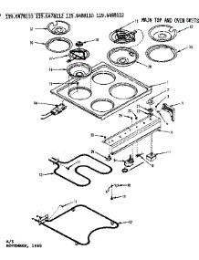 Main Top And Oven Units parts for Kenmore Range 119.6478110 (1196478110, 119 6478110) from AppliancePartsPros.com