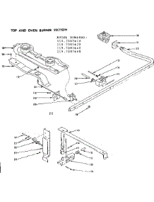 Top And Oven Burner Section parts for Kenmore Range 119.7087610 (1197087610, 119 7087610) from AppliancePartsPros.com