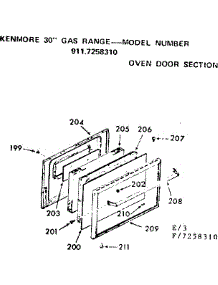 Oven Door Section parts for Kenmore Range 911.7258310 (9117258310, 911 7258310) from AppliancePartsPros.com