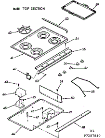 Main Top Section parts for Kenmore Range 103.7287810 (1037287810, 103 7287810) from AppliancePartsPros.com