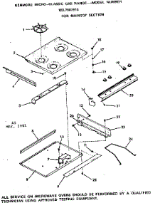 Maintop Section parts for Kenmore Range 103.7907915 (1037907915, 103 7907915) from AppliancePartsPros.com