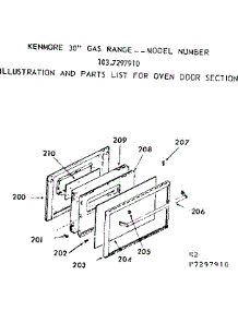 Oven Door Section parts for Kenmore Range 103.7297910 (1037297910, 103 7297910) from AppliancePartsPros.com