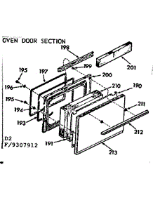 Oven Door Section parts for Kenmore Range 911.9307912 (9119307912, 911 9307912) from AppliancePartsPros.com