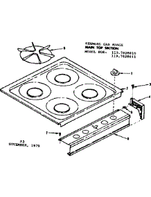 Main Top Section parts for Kenmore Range 119.7028010 (1197028010, 119 7028010) from AppliancePartsPros.com