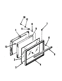 911.7128810 Oven Door Section parts for Kenmore Range 911.6108810 (9116108810, 911 6108810) from AppliancePartsPros.com