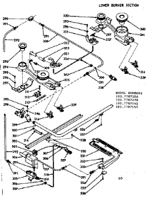 Lower Burner Section parts for Kenmore Range 103.7707100 (1037707100, 103 7707100) from AppliancePartsPros.com