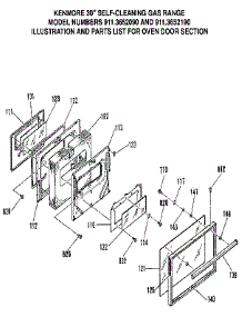 Oven Door Section parts for Kenmore Range 911.3652191 (9113652191, 911 3652191) from AppliancePartsPros.com