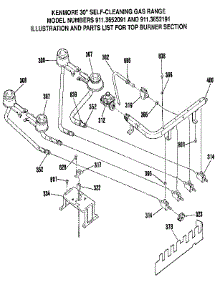 Top Burner Section parts for Kenmore Range 911.3652191 (9113652191, 911 3652191) from AppliancePartsPros.com