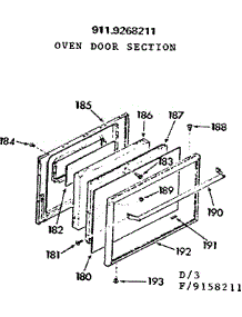 Oven Door Section parts for Kenmore Range 911.9258211 (9119258211, 911 9258211) from AppliancePartsPros.com