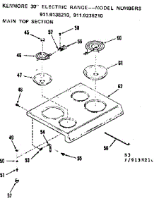 Main Top Section parts for Kenmore Range 911.9238210 (9119238210, 911 9238210) from AppliancePartsPros.com