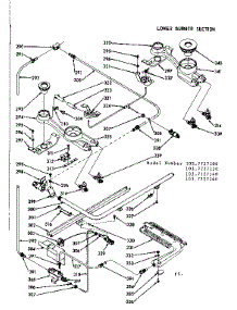 Lower Burner Section parts for Kenmore Range 103.7727120 (1037727120, 103 7727120) from AppliancePartsPros.com