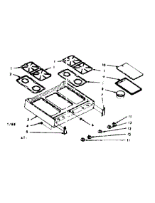 Main Top Section parts for Kenmore Range 103.7166960 (1037166960, 103 7166960) from AppliancePartsPros.com