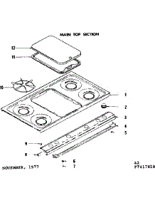 Main Top Section parts for Kenmore Range 119.7417810 (1197417810, 119 7417810) from AppliancePartsPros.com