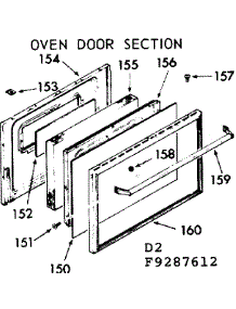Oven Door Section parts for Kenmore Range 911.9287612 (9119287612, 911 9287612) from AppliancePartsPros.com
