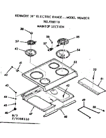 Maintop Section parts for Kenmore Range 103.9388110 (1039388110, 103 9388110) from AppliancePartsPros.com