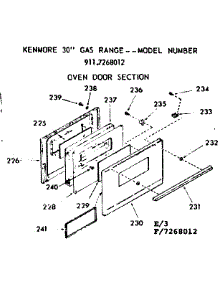 Oven Door Section parts for Kenmore Range 911.7268012 (9117268012, 911 7268012) from AppliancePartsPros.com