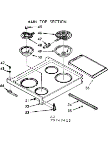 Main Top Section parts for Kenmore Range 103.9747443 (1039747443, 103 9747443) from AppliancePartsPros.com