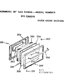 Oven Door Section parts for Kenmore Range 911.7268310 (9117268310, 911 7268310) from AppliancePartsPros.com