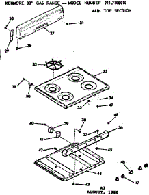 Main Top Section parts for Kenmore Range 911.7108010 (9117108010, 911 7108010) from AppliancePartsPros.com