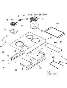 Main Top Section parts for Kenmore Range 103.9347612 (1039347612, 103 9347612) from AppliancePartsPros.com