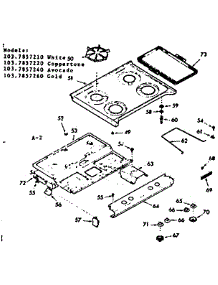 Main Top parts for Kenmore Range 103.7857210 (1037857210, 103 7857210) from AppliancePartsPros.com