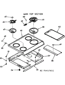 Main Top Section parts for Kenmore Range 103.6427611 (1036427611, 103 6427611) from AppliancePartsPros.com