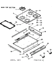 Main Top Section parts for Kenmore Range 103.7847510 (1037847510, 103 7847510) from AppliancePartsPros.com