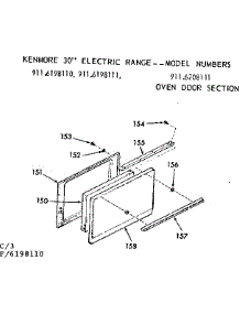 Oven Door Section parts for Kenmore Range 911.6198111 (9116198111, 911 6198111) from AppliancePartsPros.com