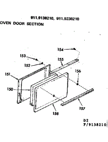 Oven Door Section parts for Kenmore Range 911.9138210 (9119138210, 911 9138210) from AppliancePartsPros.com
