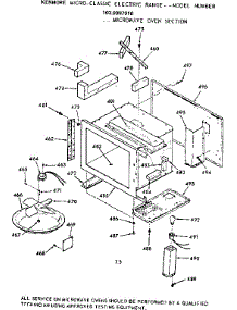 Microwave Oven Section parts for Kenmore Range 103.9887916 (1039887916, 103 9887916) from AppliancePartsPros.com