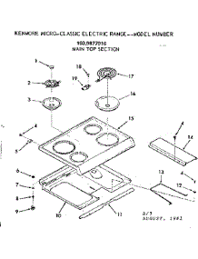 Main Top Section parts for Kenmore Range 103.9877916 (1039877916, 103 9877916) from AppliancePartsPros.com